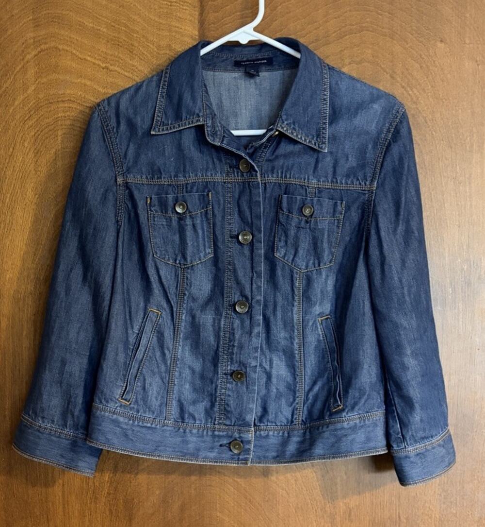 Tommy Hilfiger Denim Jacket Women's Medium Blue Jean Trucker Button Front